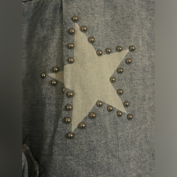 Free People x One Teaspoon Everyday Classic Studded Star Shirt In Johnny Blue - Picture 5 of 12